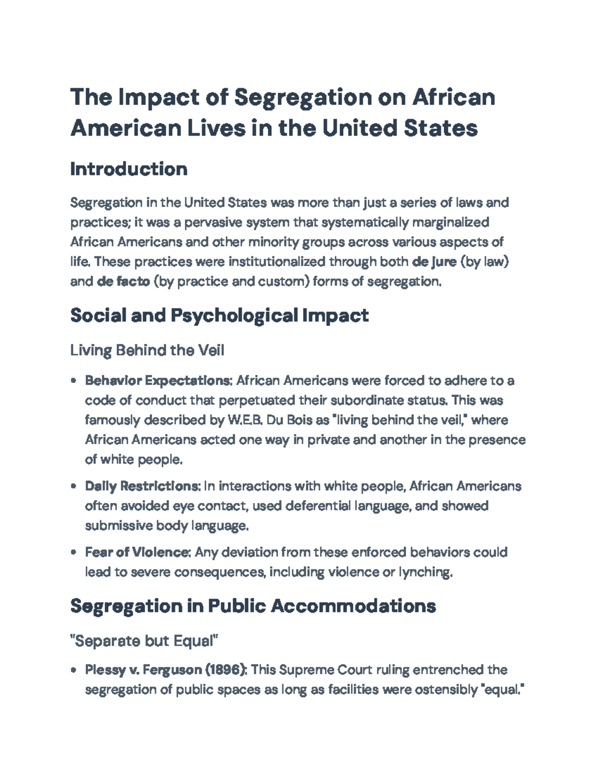 The Impact of Segregation on African American Lives in the U.S. - The ...