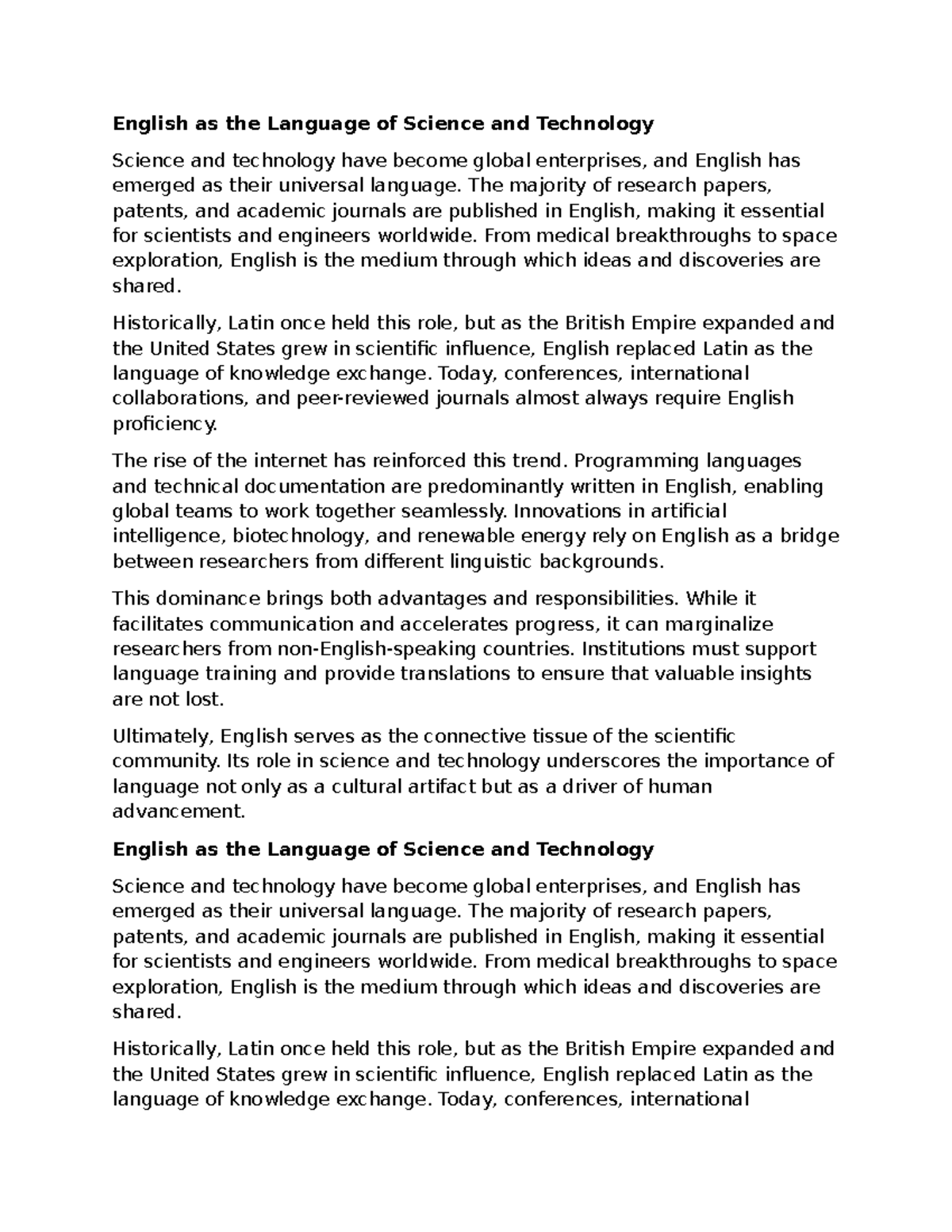 ENG 101: The Role of English in Science & Technology - Studocu