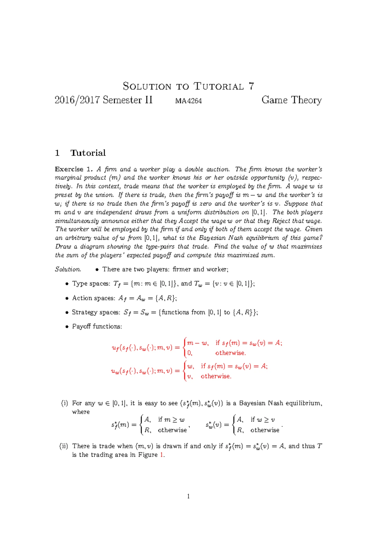 MA4264-Tut8sol - Tutorial 8 solutions - Solution to Tutorial 8 2016/ ...