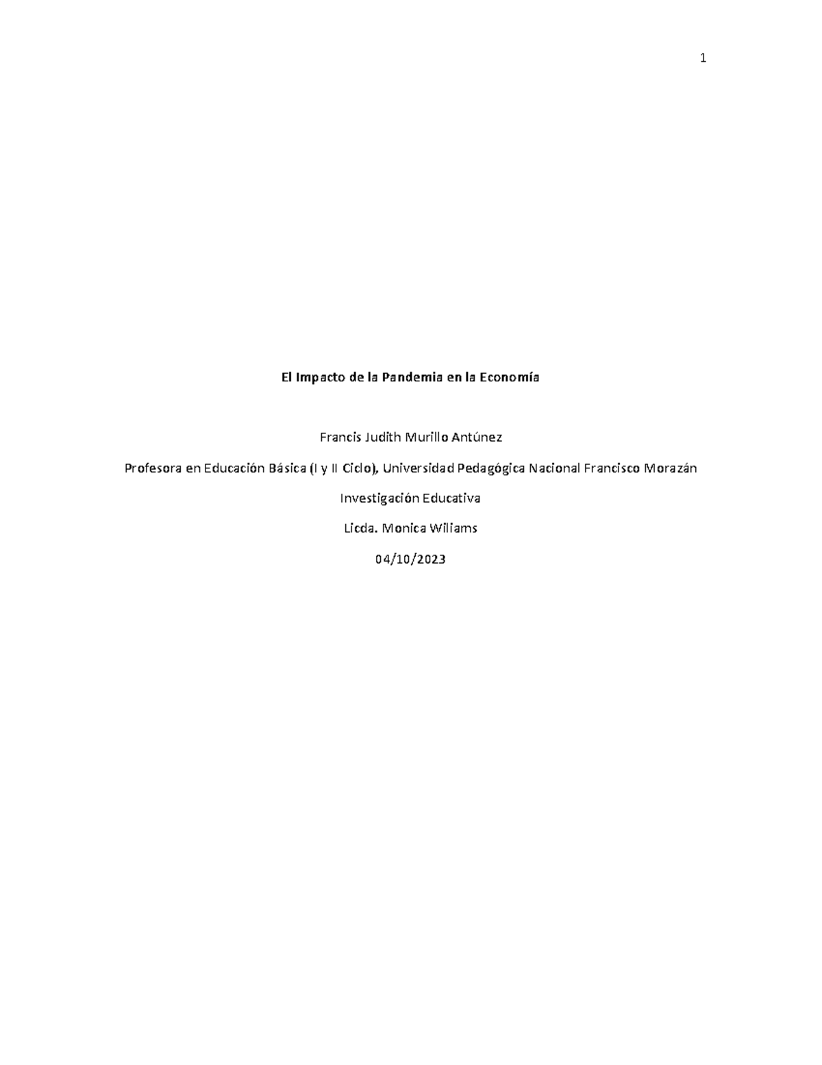 Ensayo: El Impacto de la Pandemia en la Economía (Educación Básica ...