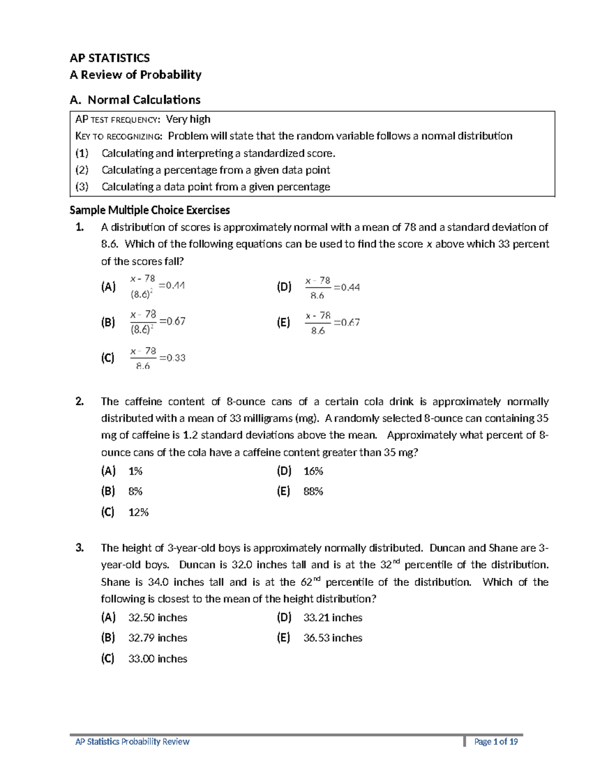 AP STATISTICS: Comprehensive Probability Review for Exam Prep - Studocu