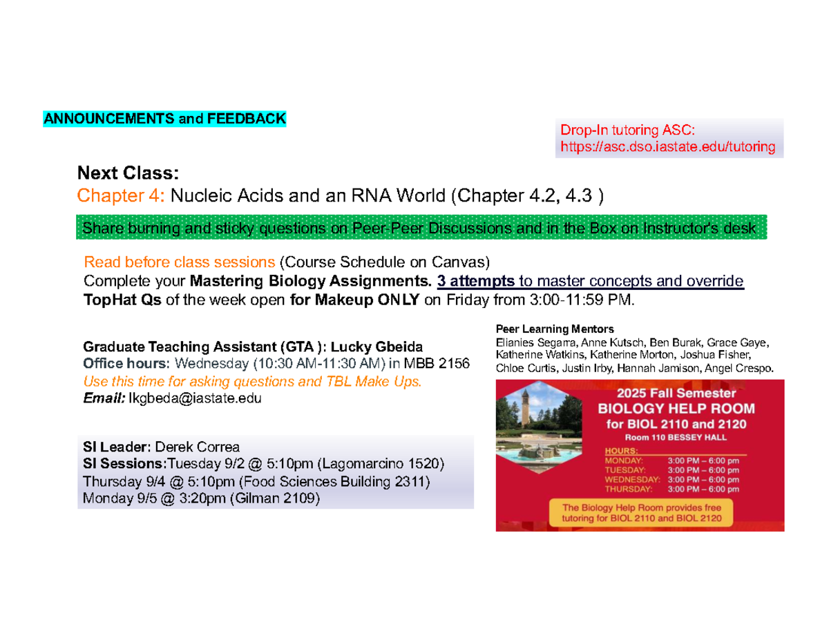Chapter 4: Nucleic Acids and an RNA World - Lecture Notes - Studocu