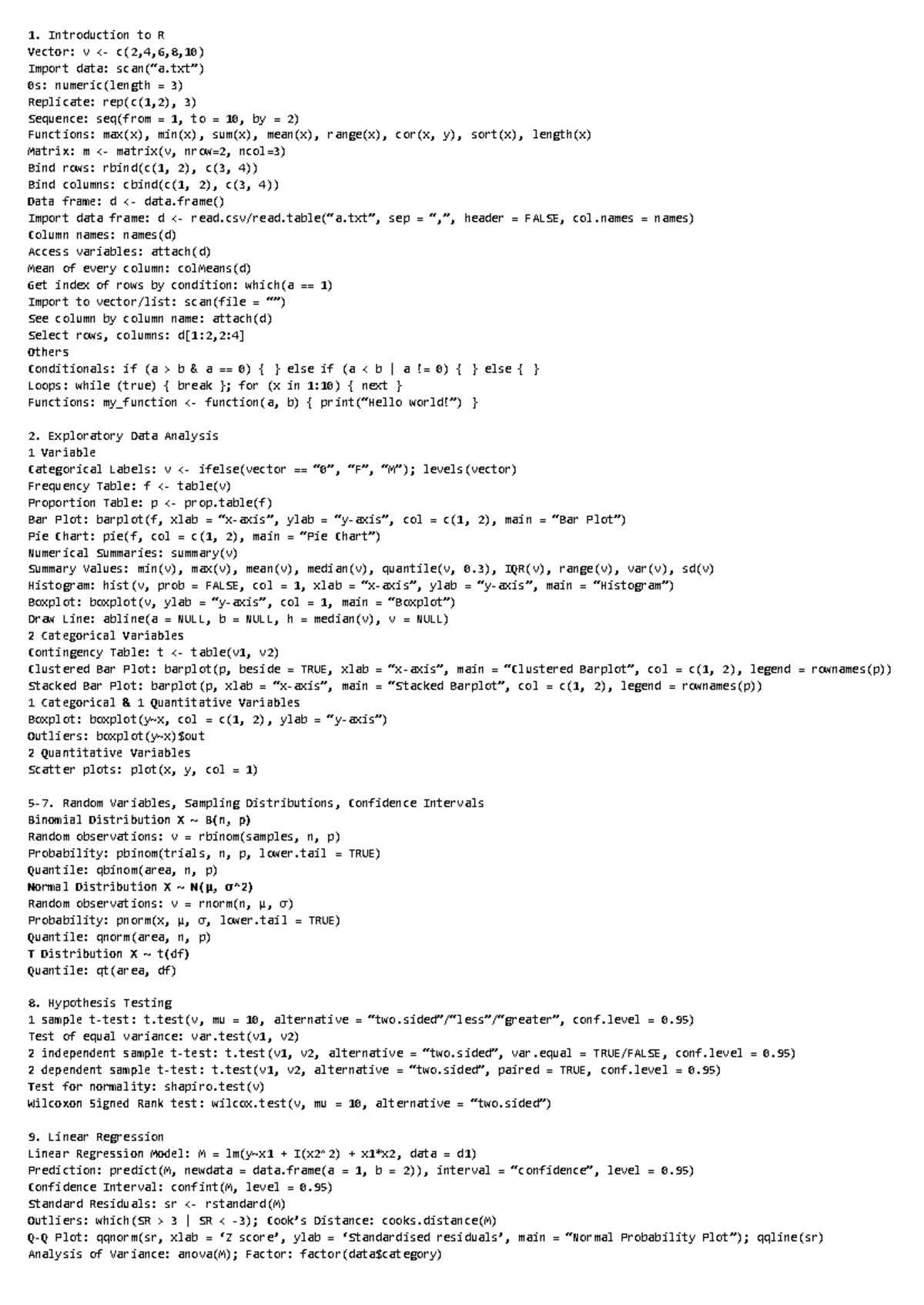 ST1131 Notes: Introduction to R, Data Analysis, and Hypothesis Testing ...