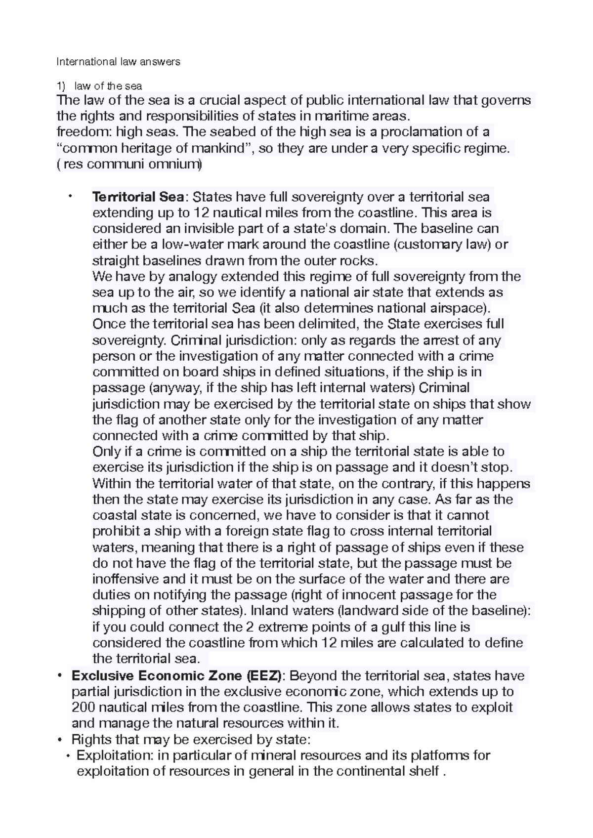 International Law Exam Answers: Key Concepts and Principles - Studocu
