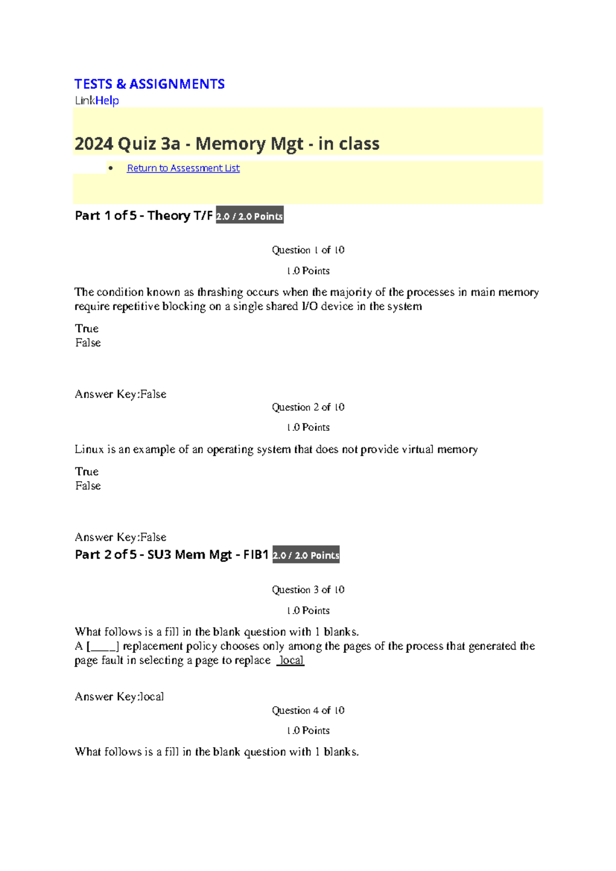 Quiz 3a - Memory Management Concepts and Theory - Studocu
