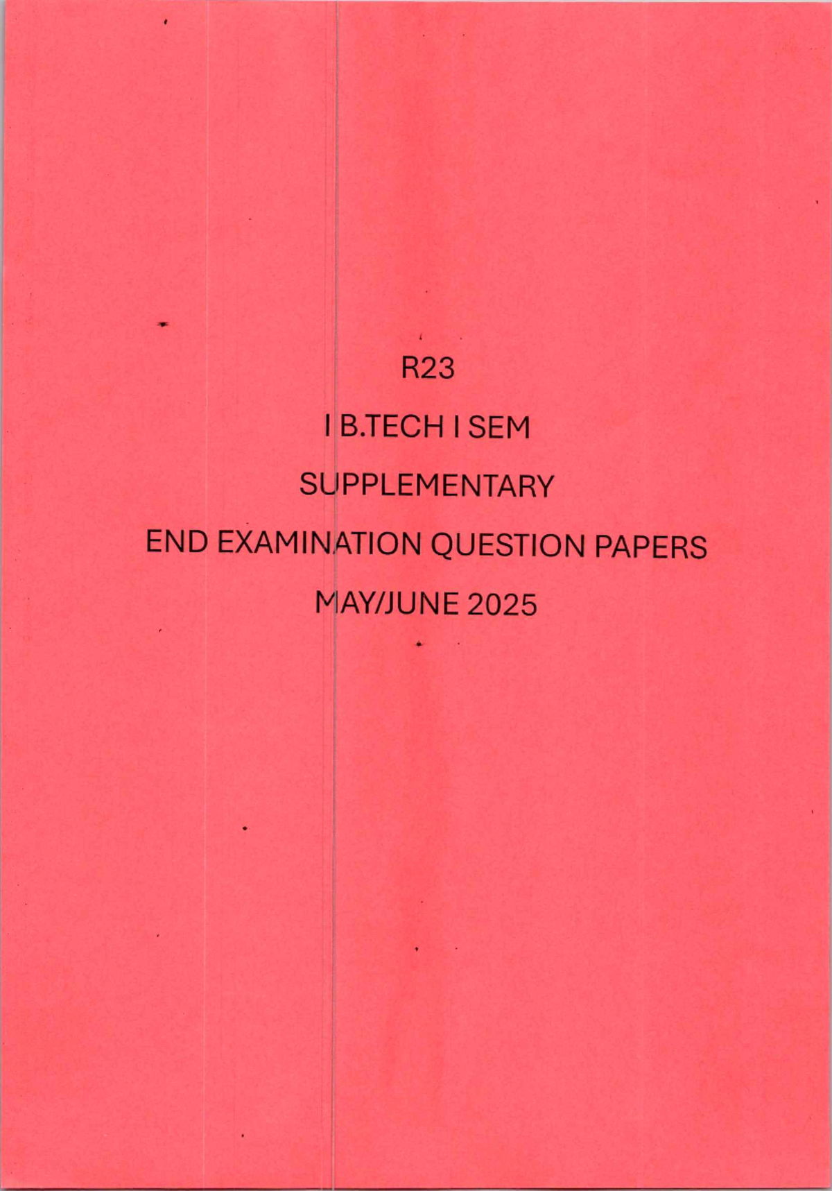 R23-I-B Tech Supplementary Exam Question Papers 2025 - Studocu