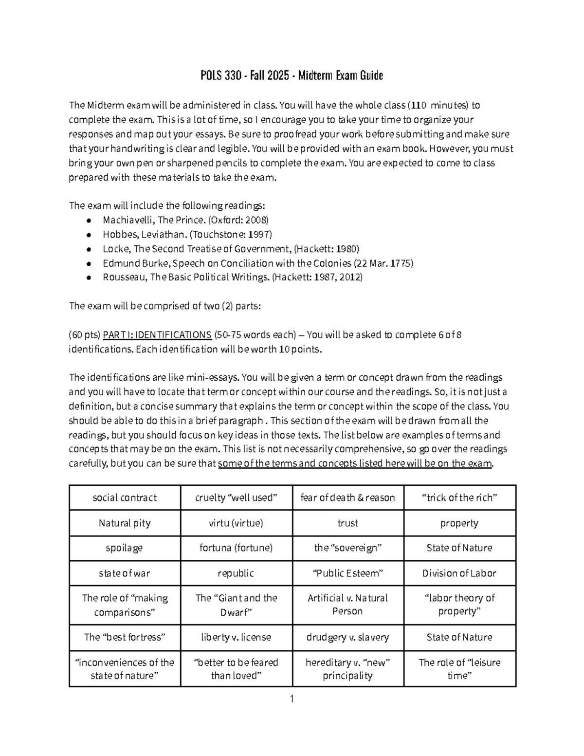 POLS 330 Fall 2025 Midterm Exam Study Guide & Tips - Studocu