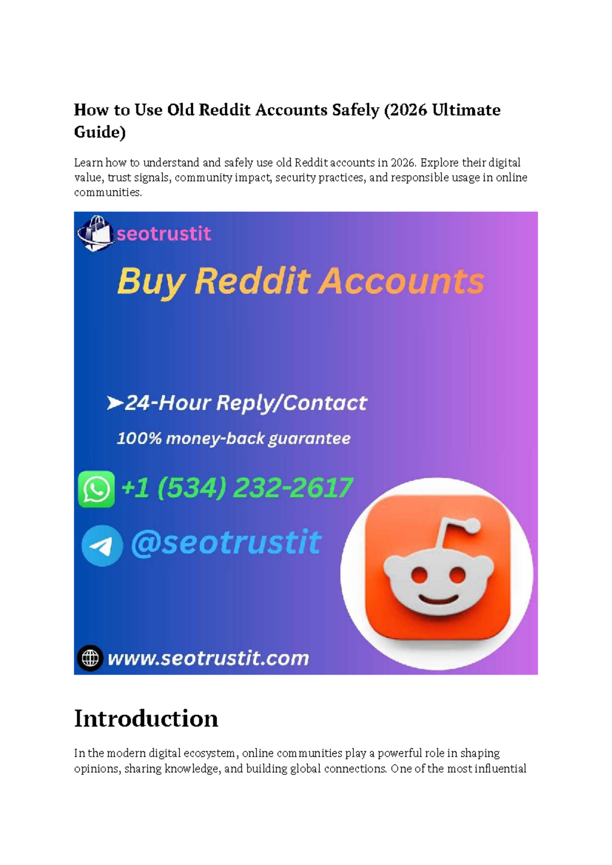 Old Reddit Accounts: Safe Usage Guide (2026) - Studocu