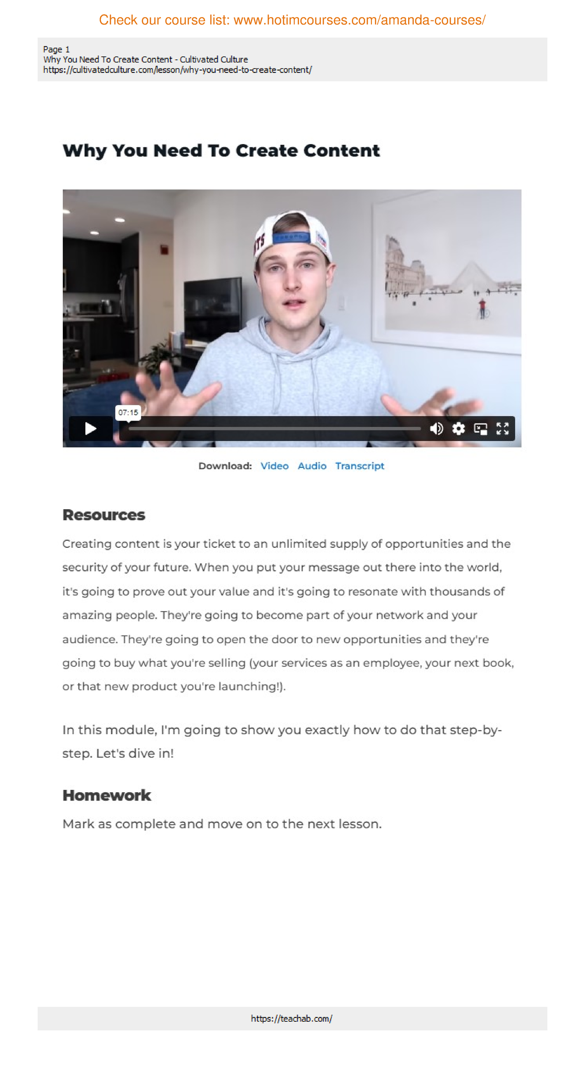 Course 101: Creating Compelling Content & Building Your Audience - Studocu