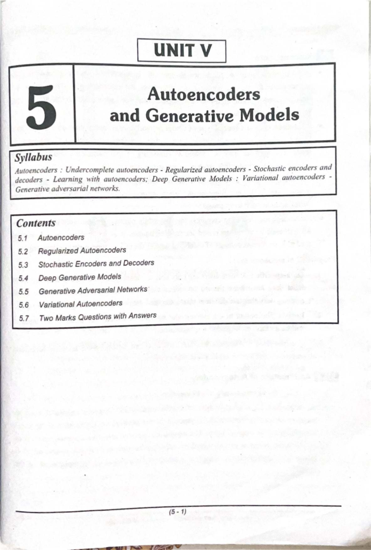 AD3501-DL-Unit 5: Autoencoders & Generative Models Overview - Studocu