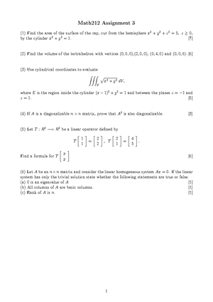 MATH 212 Test 2 Solutions from 2014 with Detailed Memo - Studocu