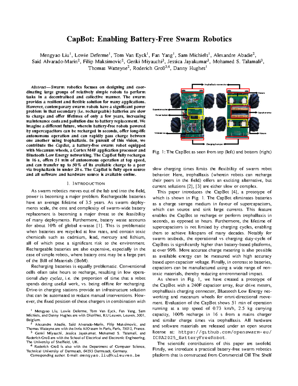 ICRA2025 Final Exam: CapBot - A Supercapacitor-Based Swarm Robot - Studocu