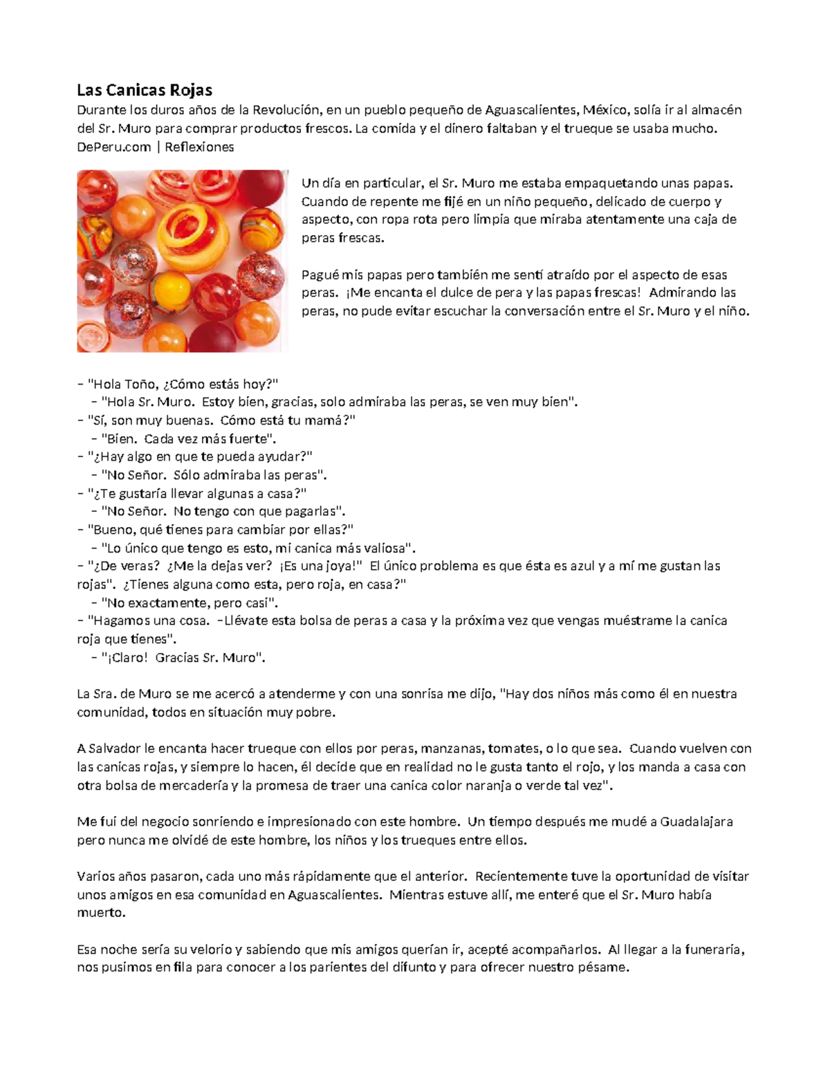 Lecturas de Reflexión: Las Canicas Rojas y Los Mercaderes de Seriva ...