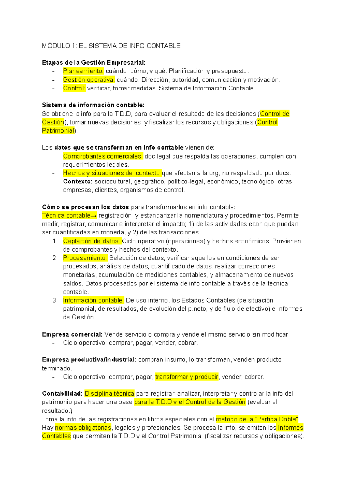 Resumen Oral Contabilidad: Módulo 1 y 7 de Información Contable - Studocu