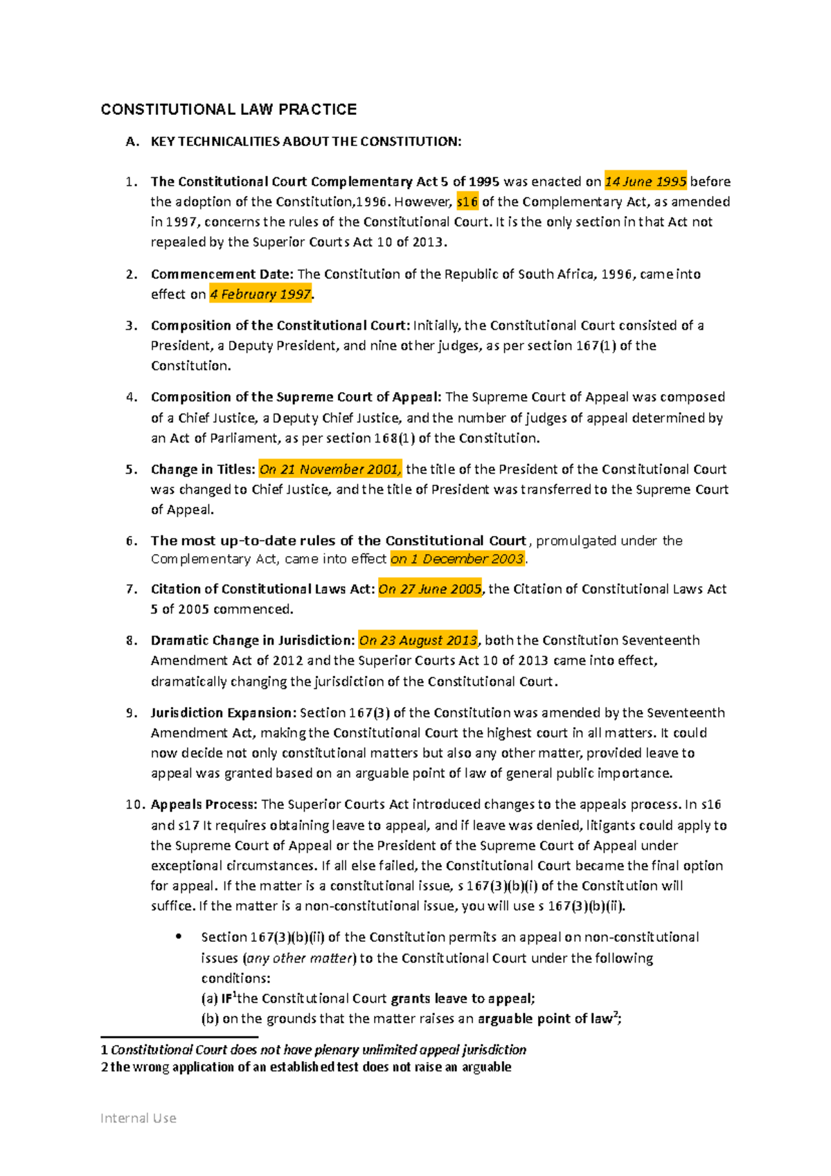 Constitutional Law Practice Notes: Key Concepts and Technicalities ...