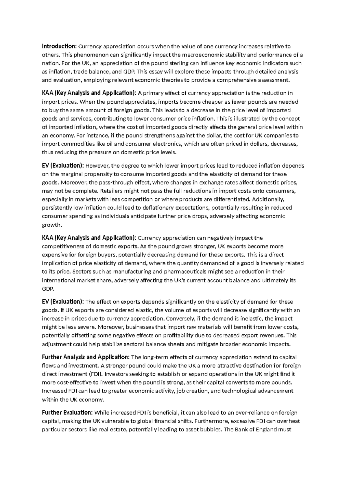 Introduction - Idk - Introduction: Currency appreciation occurs when ...