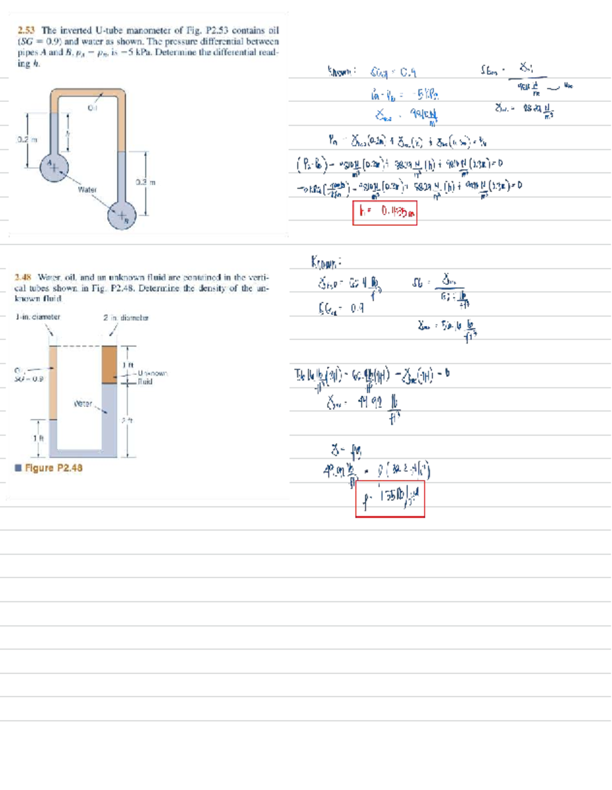 Manometer Analysis - Machine Elements Notes (Course Code: 2.53) - Studocu