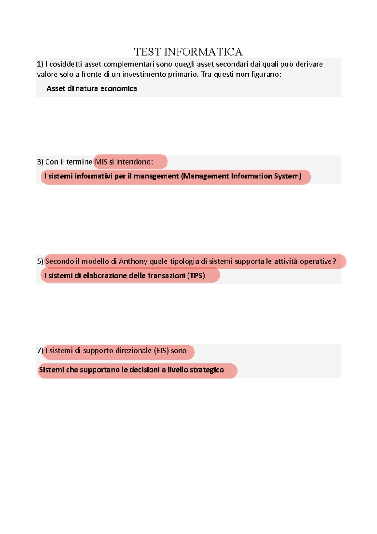 TEST Informatica - Domande e Risposte Completo per Preparazione AI ...