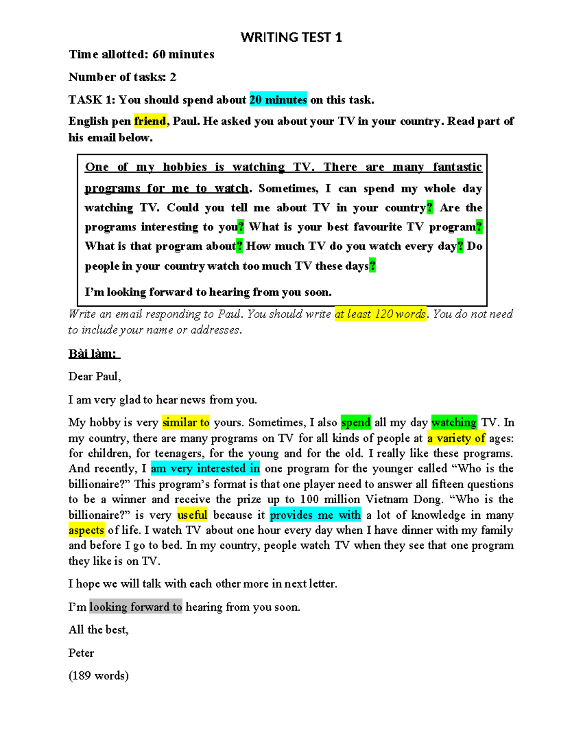 2 đề mẫu task 1 - ...... - WRITING TEST 1 Time allotted: 60 minutes ...