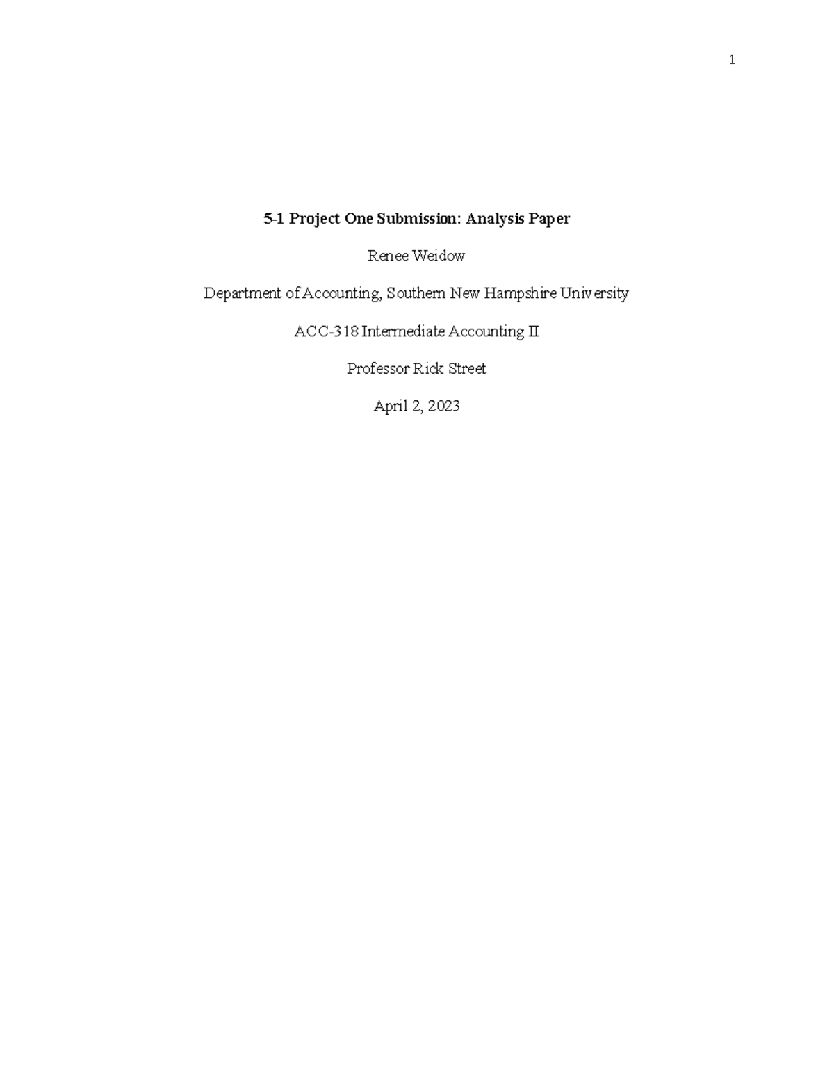 ACC-318 5-1 Project One: Analysis of Long-Term Debts and Equity - Studocu