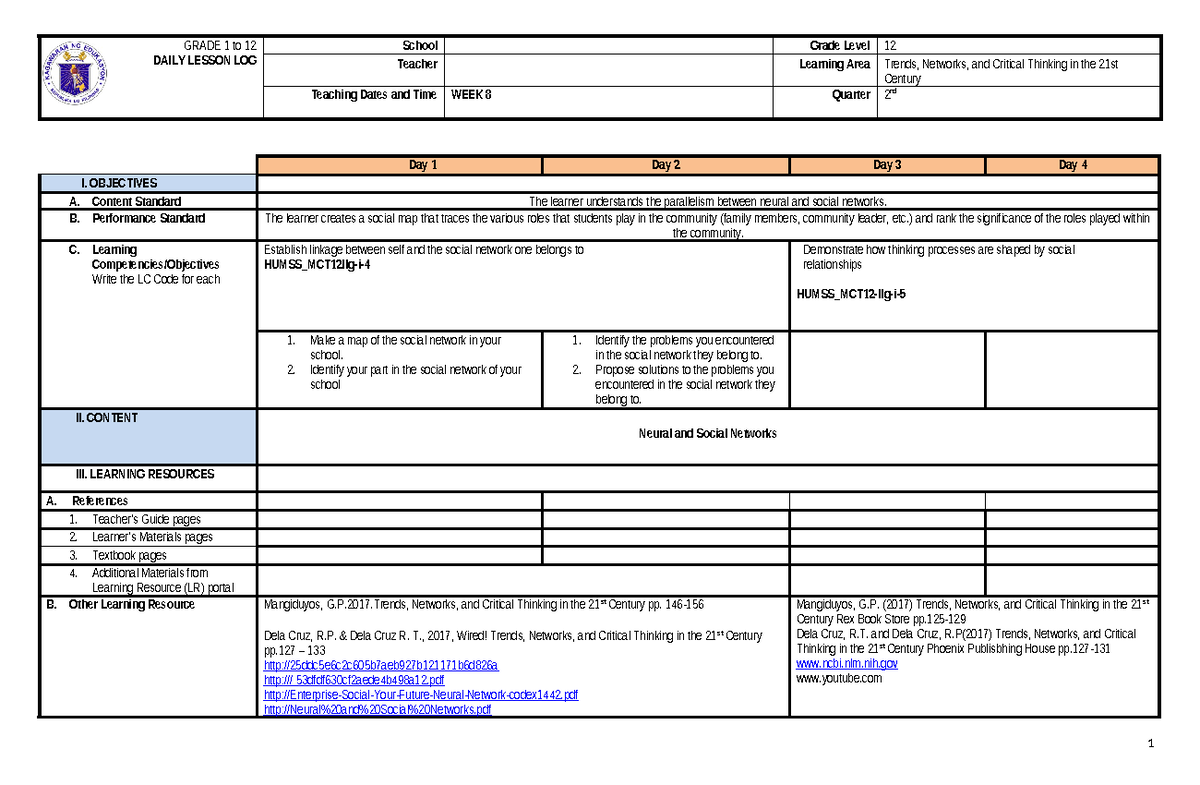 364829263 Dll Lc 7 Trends Lesson Plan - Week 8 Insights - Studocu