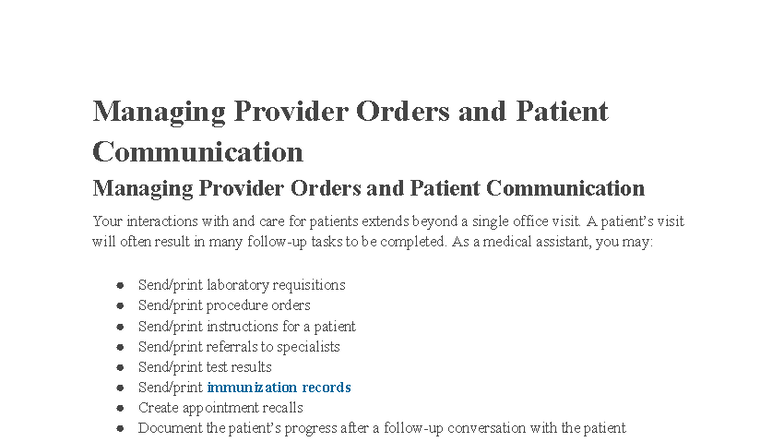 Managing Provider Orders and Patient Communication Essentials ...