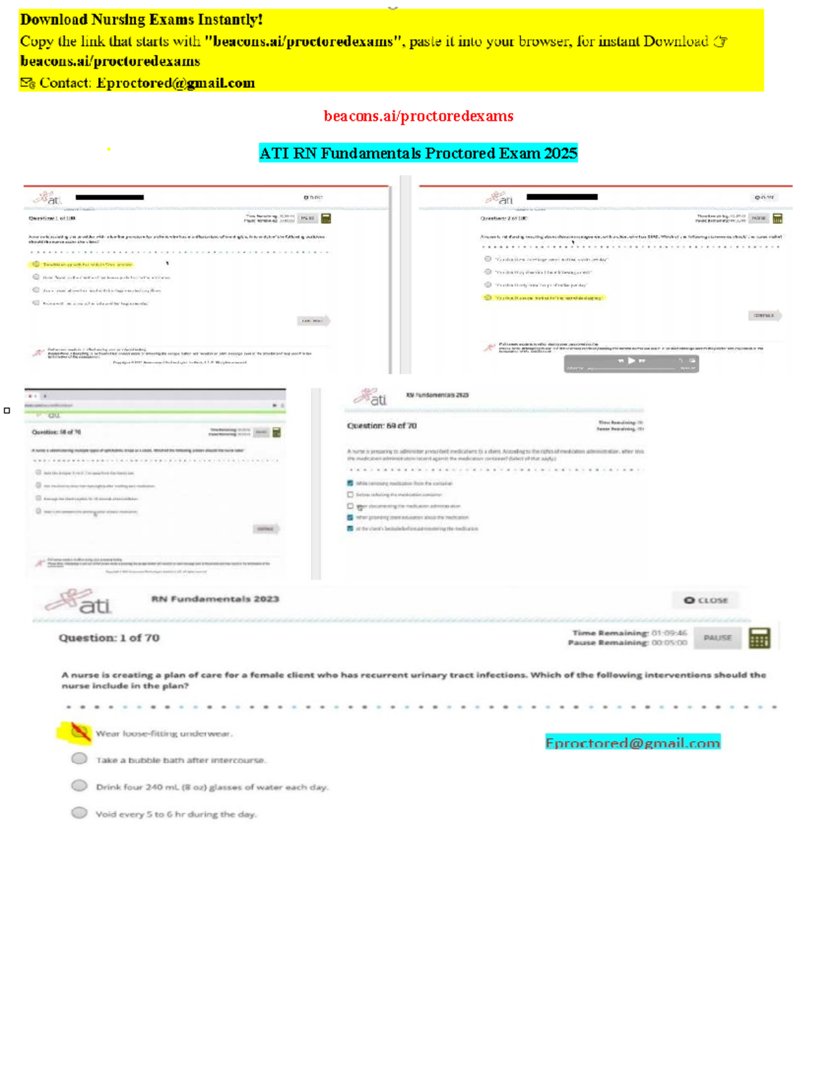 Pointers for ATI RN Fundamentals Proctored Exam Retake Test Bank 2025 ...