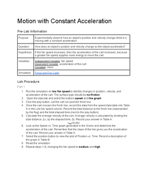 Newton's Second Law-Virtual - Newton’s Second Law Virtual Lab Pre-Lab ...