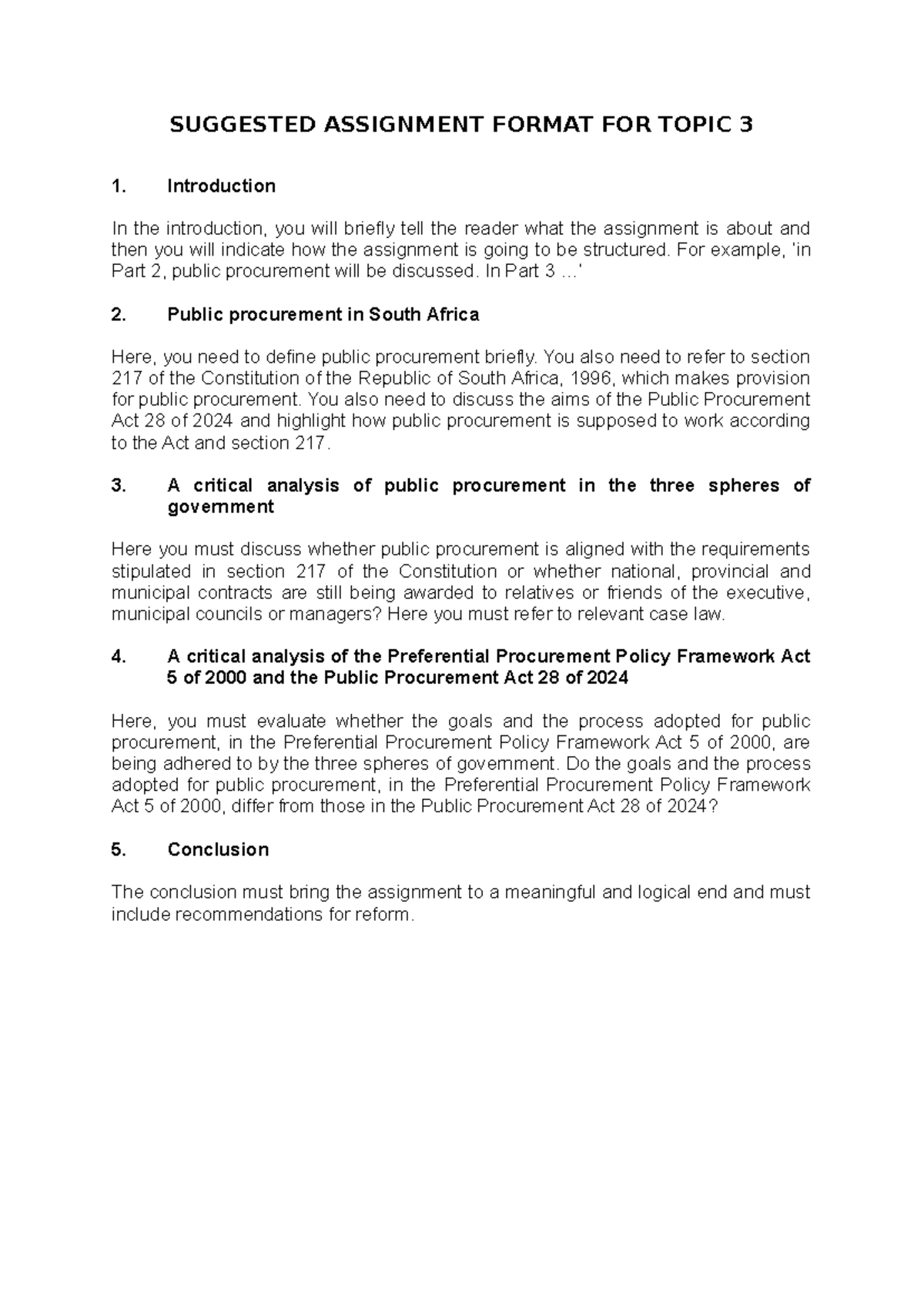 Suggested Format FOR Assignment Topic 3 - SUGGESTED ASSIGNMENT FORMAT ...