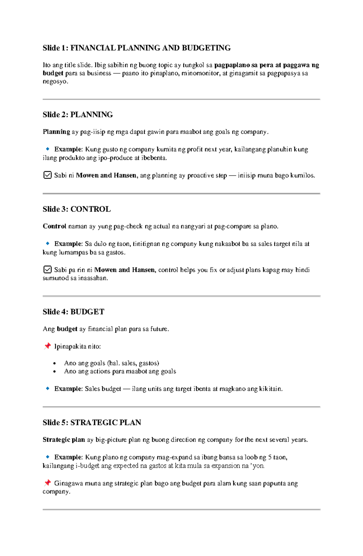 Financial Planning and Budgeting Reviewer (Course Code: FPB101) - Studocu