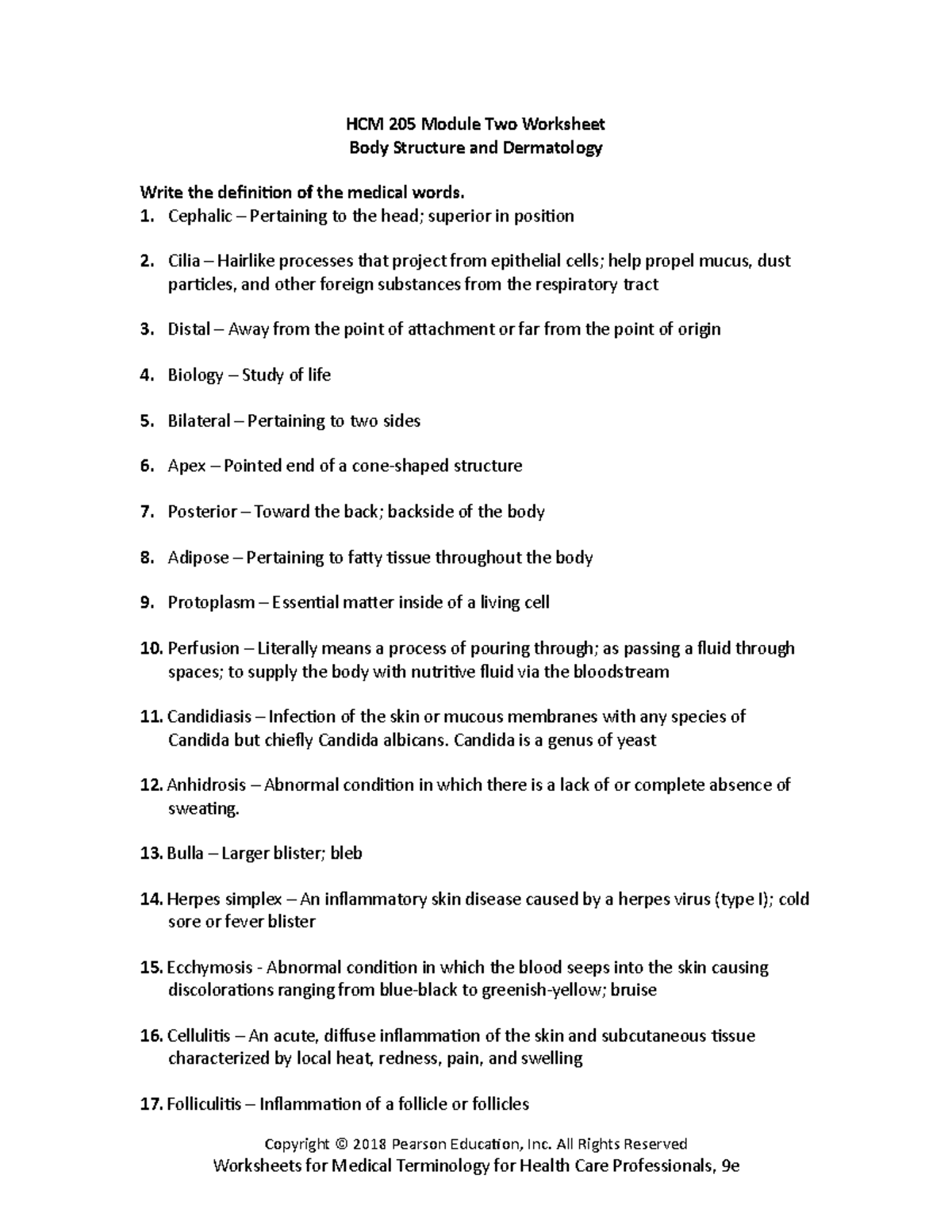 Module 2 Worksheet - HCM 205 Module Two Worksheet Body Structure and ...