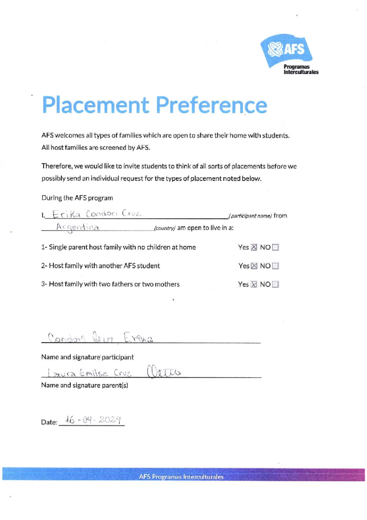 Placement Preference for AFS Host Families - Studocu