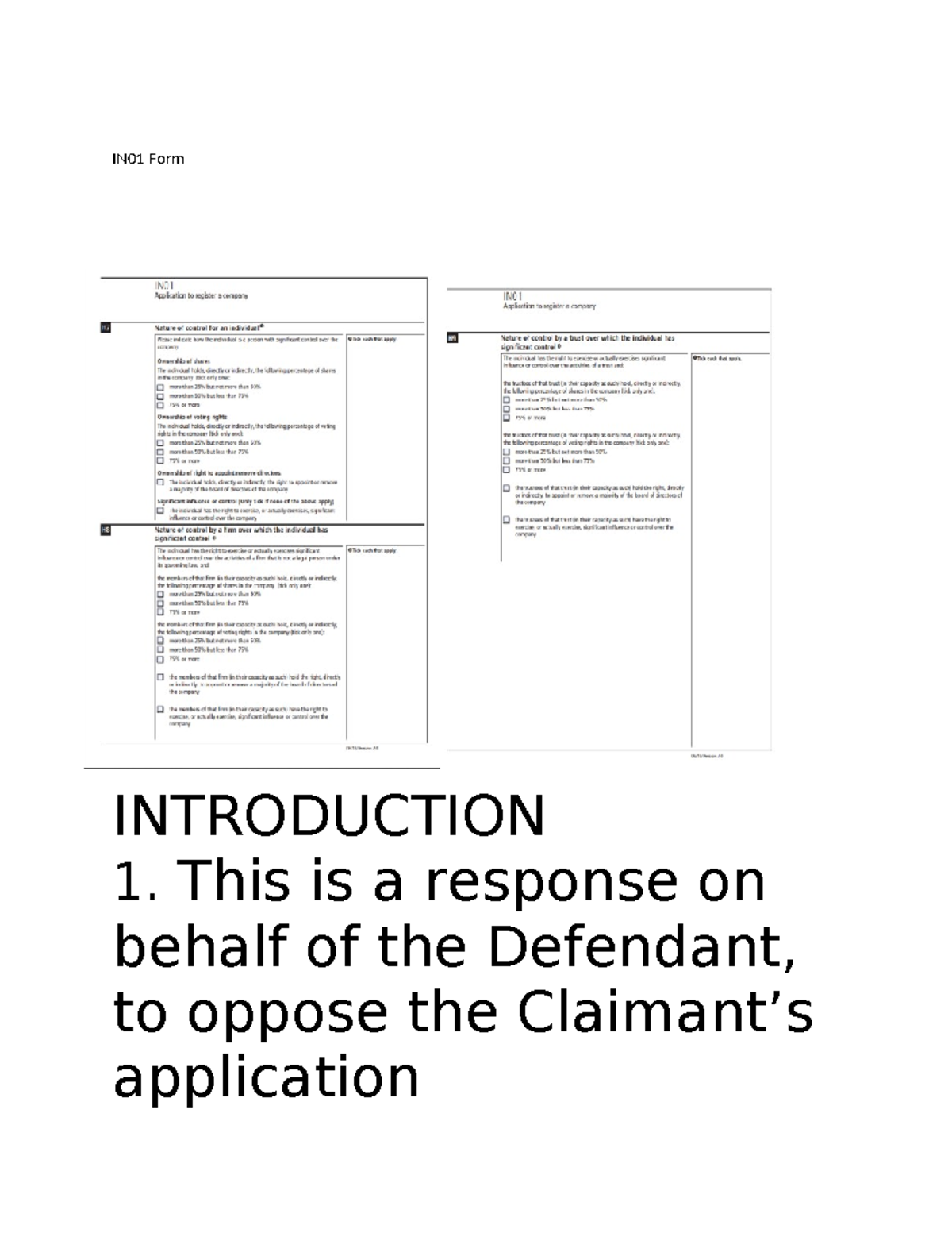 IN01 Form - IN01 form example - IN01 Form INTRODUCTION 1. This is a ...