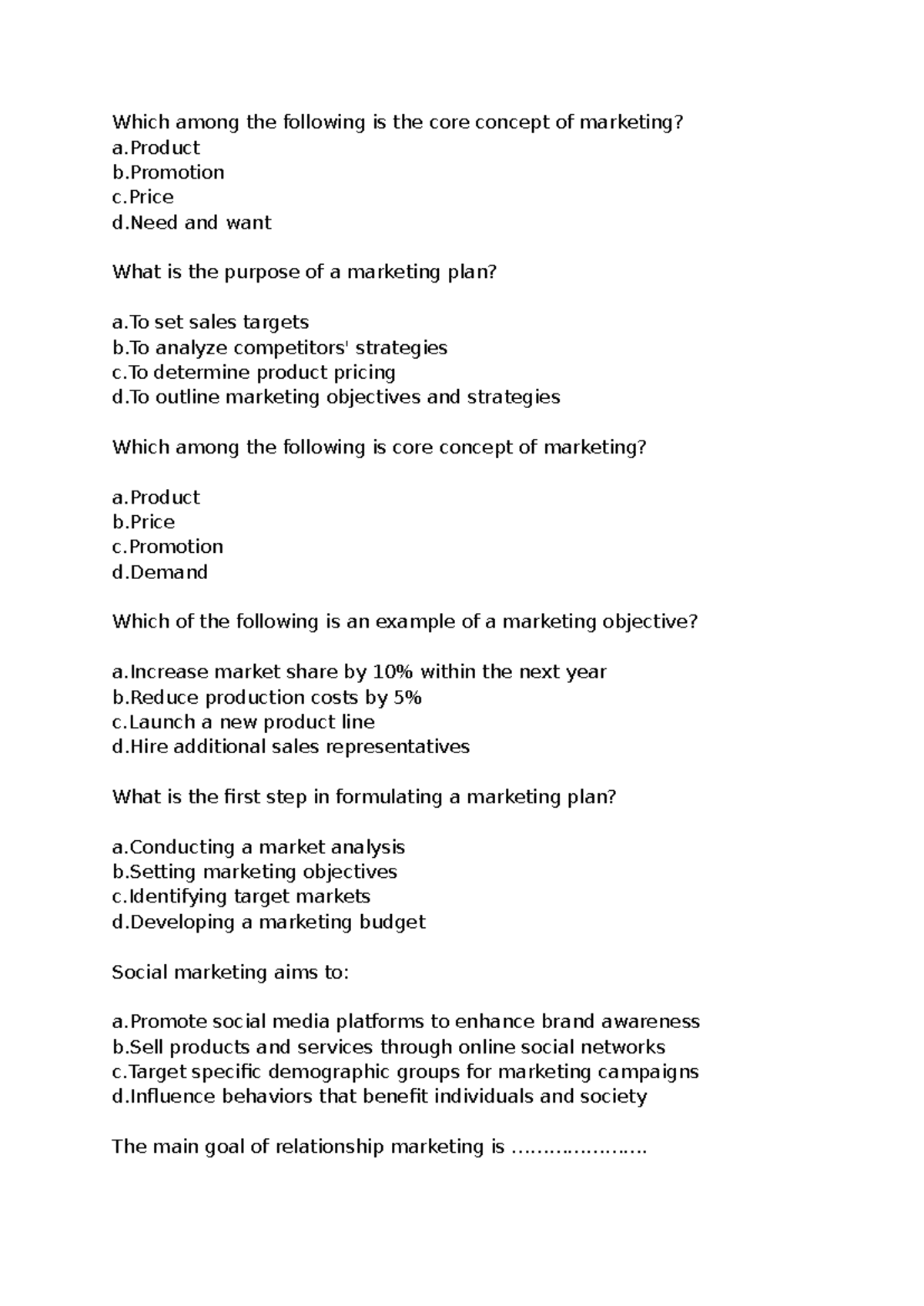 MKT 101 Module 1 Assignment: Core Concepts & Objectives in Marketing ...