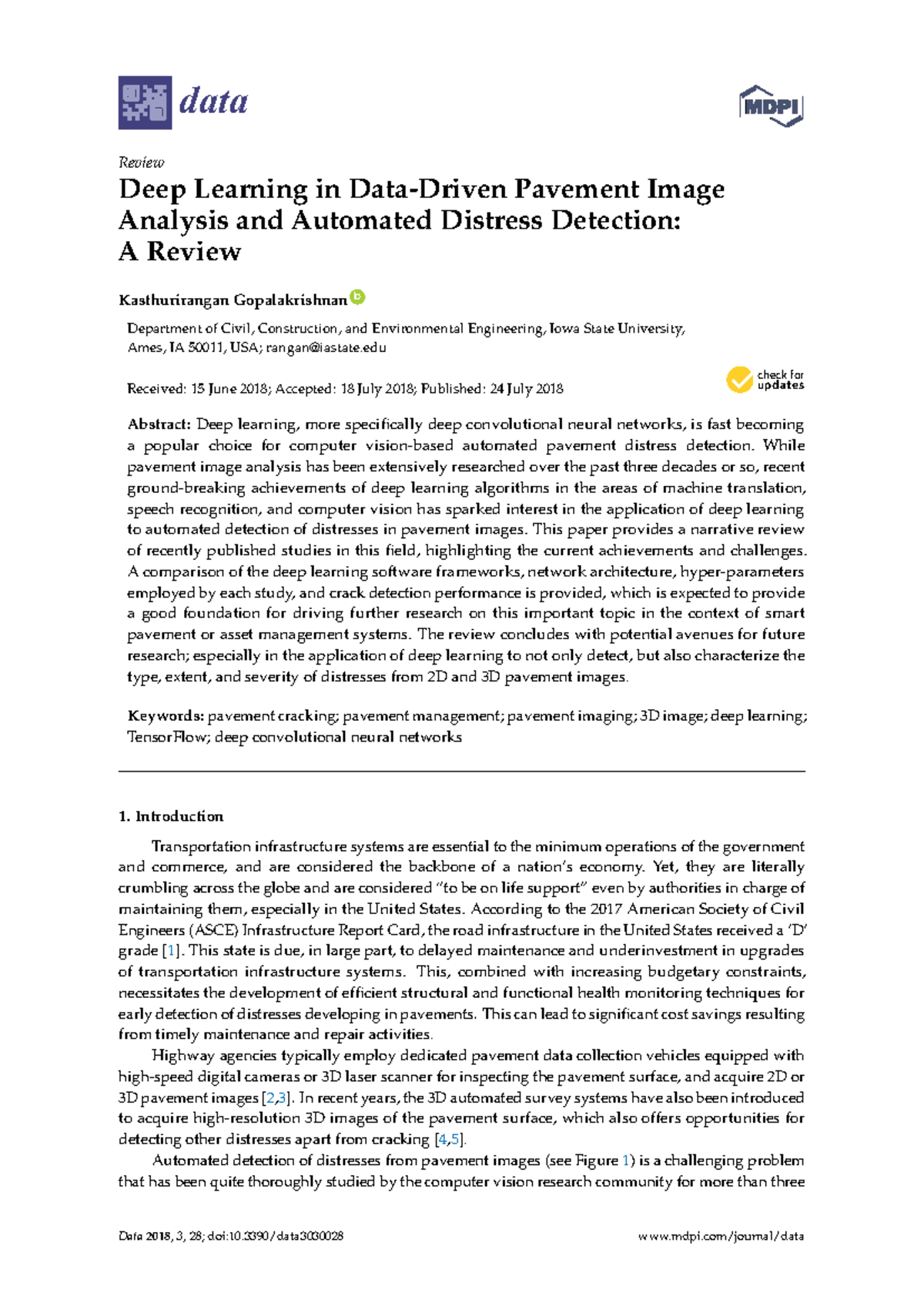 Data Review: Deep Learning Applications in Pavement Image Analysis and ...