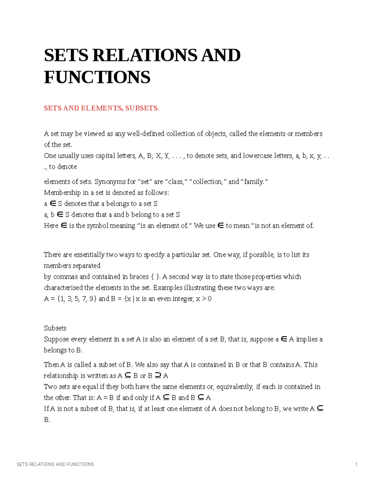 SETS, RELATIONS, AND FUNCTIONS: A Comprehensive Study Guide - Studocu