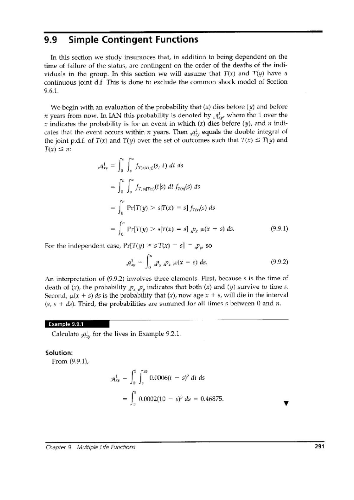 9.9 Simple Contingent Functions - Actuarial Analysis and Probabilities ...