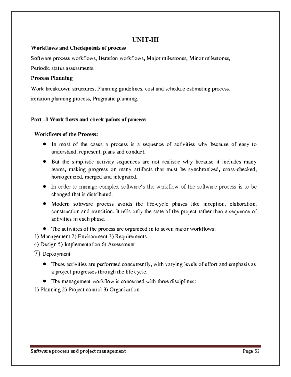SPPM Unit 3: Workflows and Checkpoints in Software Processes - Studocu
