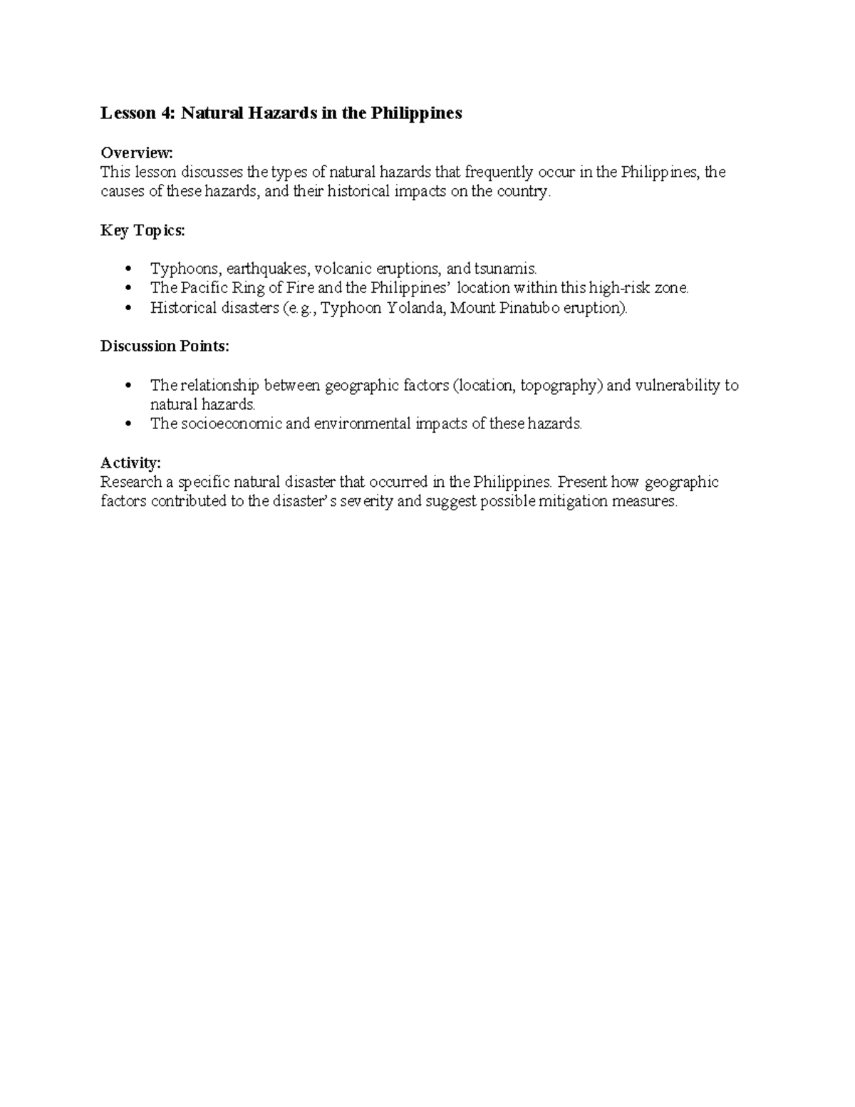 Module III Lesson 4 - Natural Hazards in the Philippines Overview - Studocu