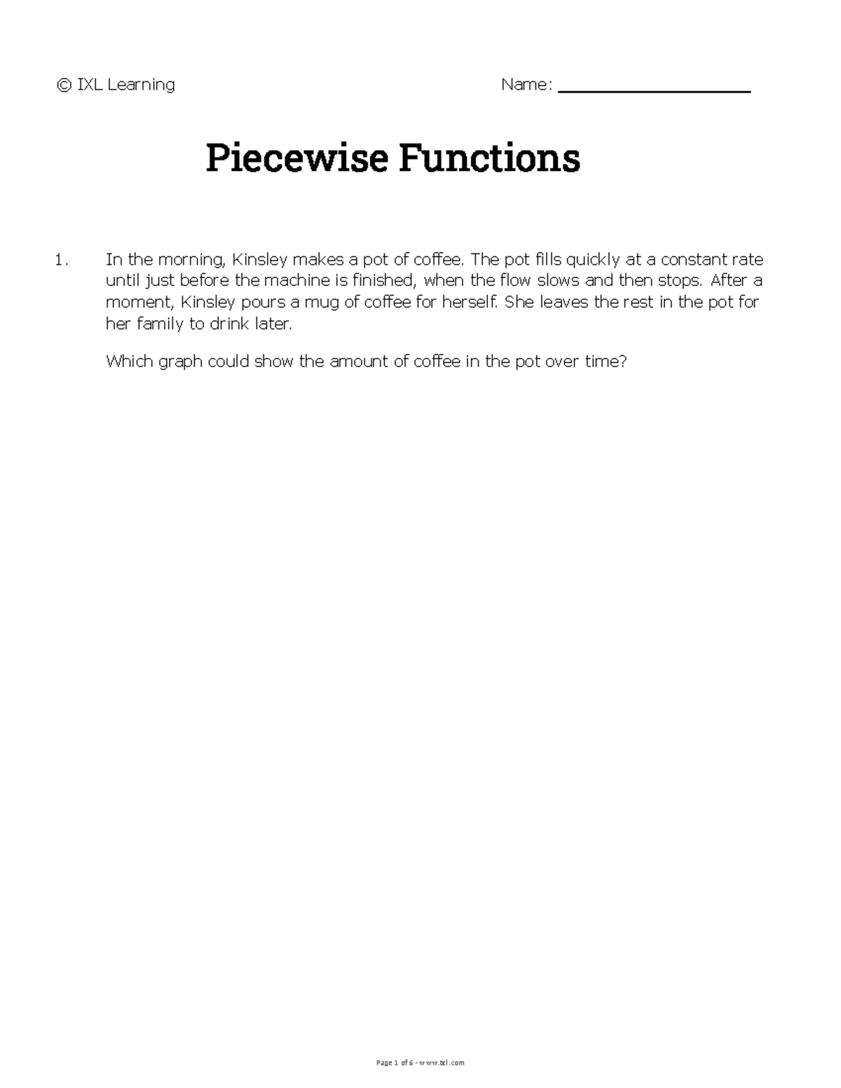Graphs of Piecewise Functions: IXL Learning Study Guide - Studocu
