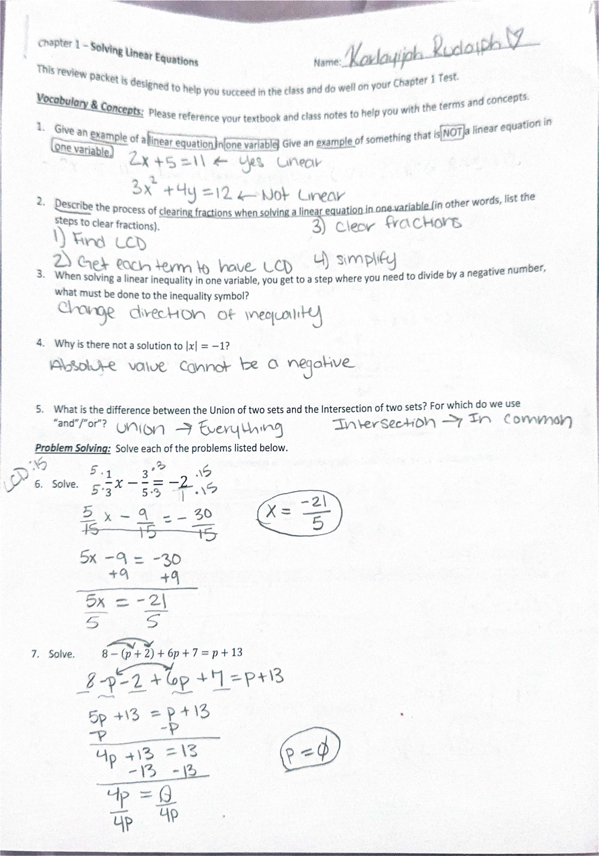 Chapter 1 Review: Solving Linear Equations for ABC123 Final Exam - Studocu
