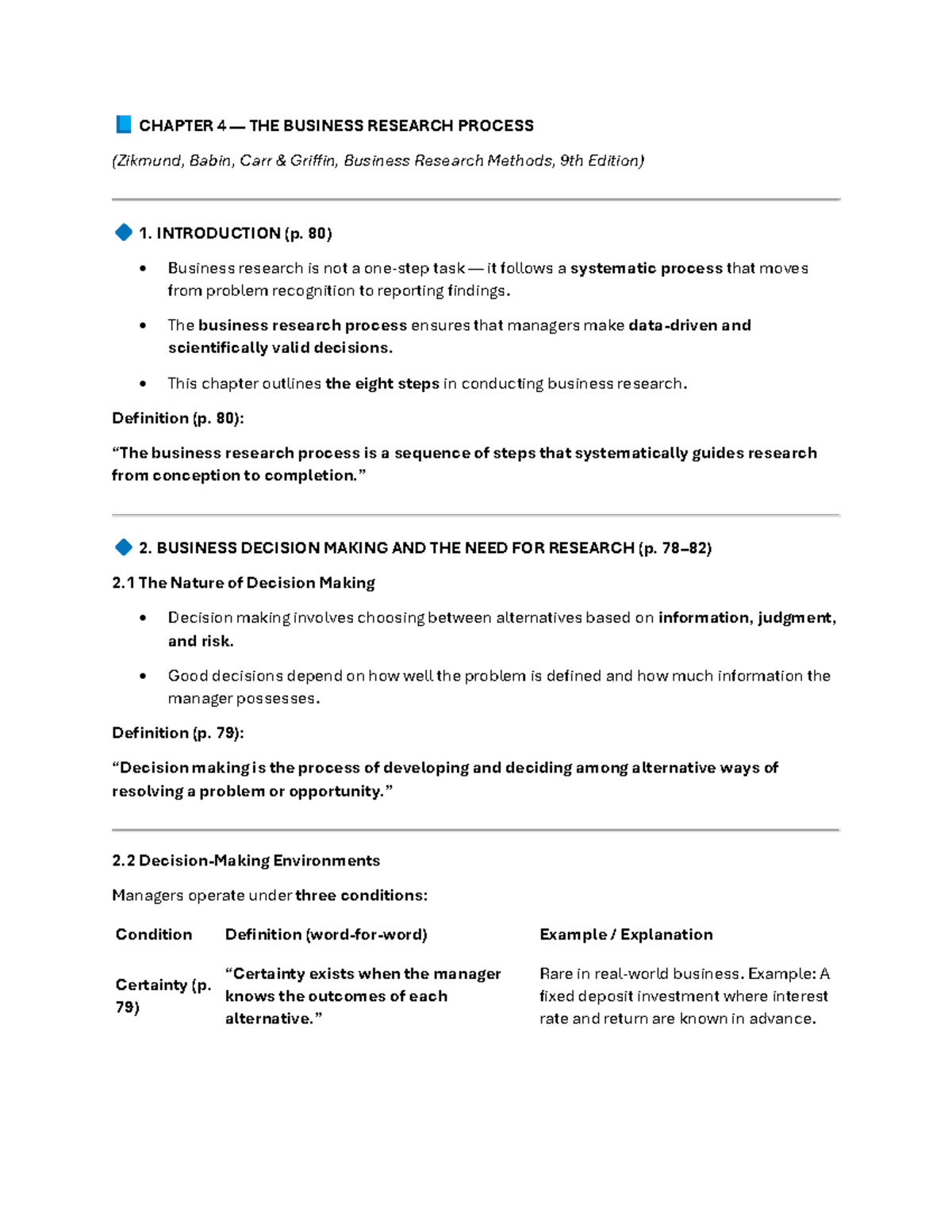 CHAPTER 4 & 7 BUSINESS RESEARCH PROCESS (Zikmund et al., 9th Ed.) - Studocu