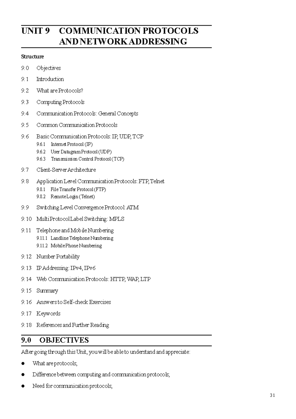 Unit-9 - TCP - UNIT 9 COMMUNICATION PROTOCOLS AND NETWORK ADDRESSING ...