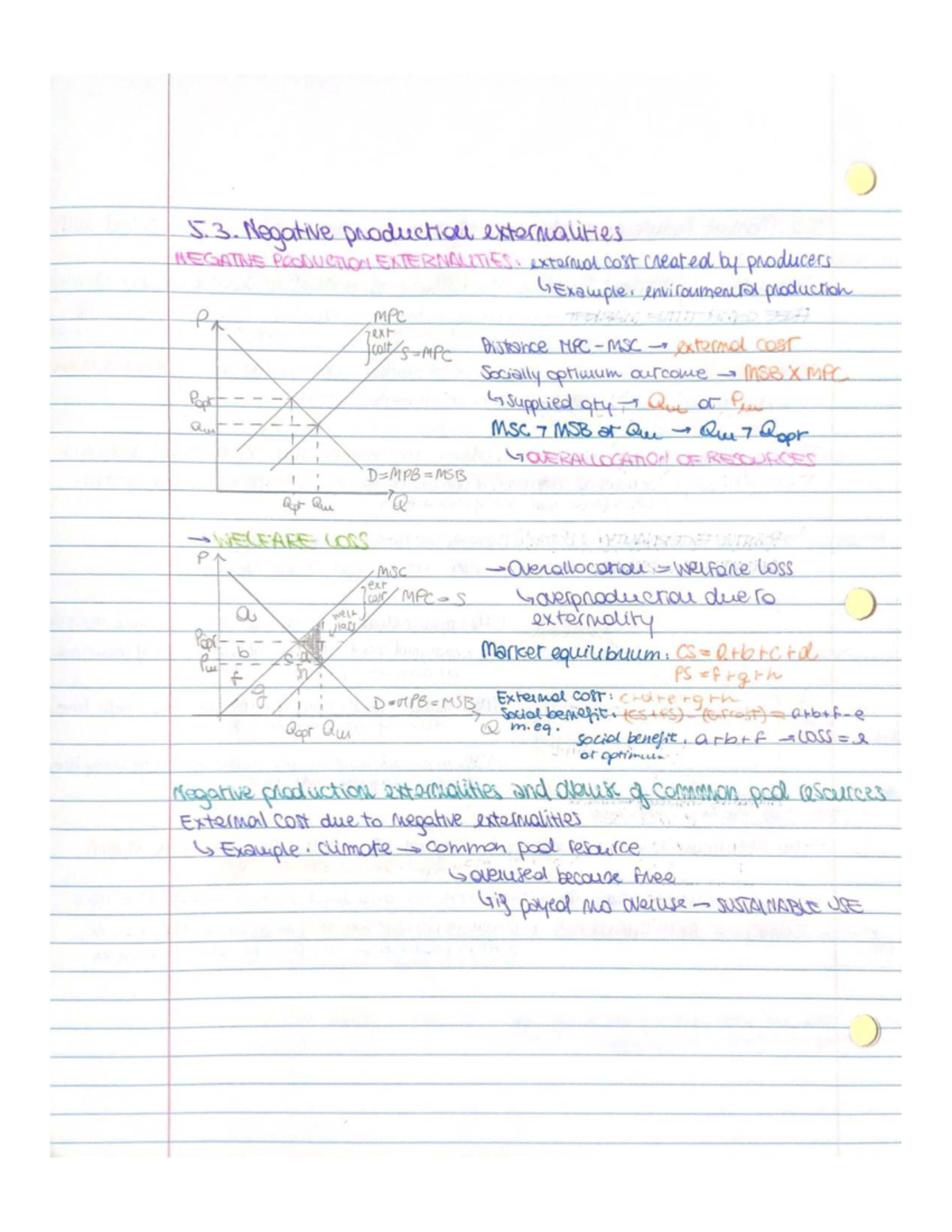 Economics Notes 3509: Negative Production Externalities Analysis - Studocu
