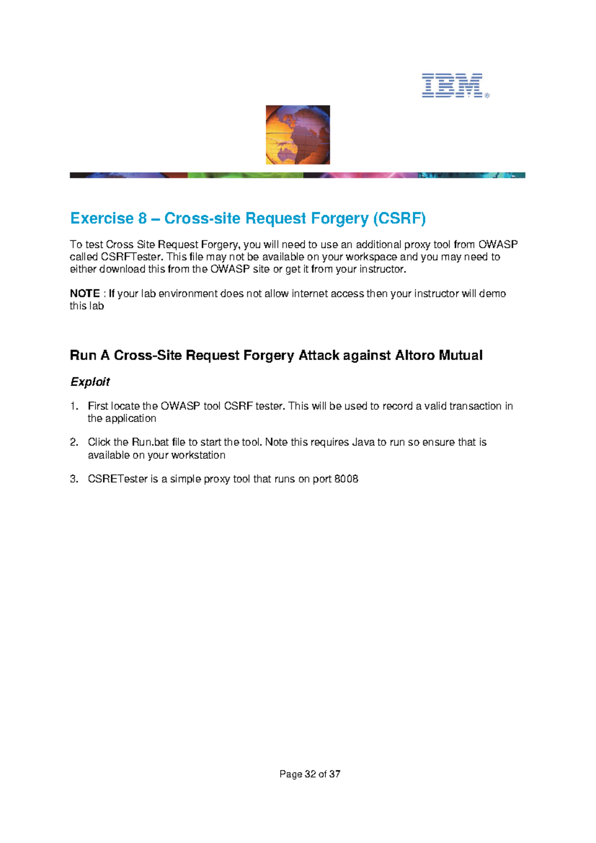 LAB 8 (30 mins) - CSRF Attack Exercise Using OWASP CSRFTester - Studocu