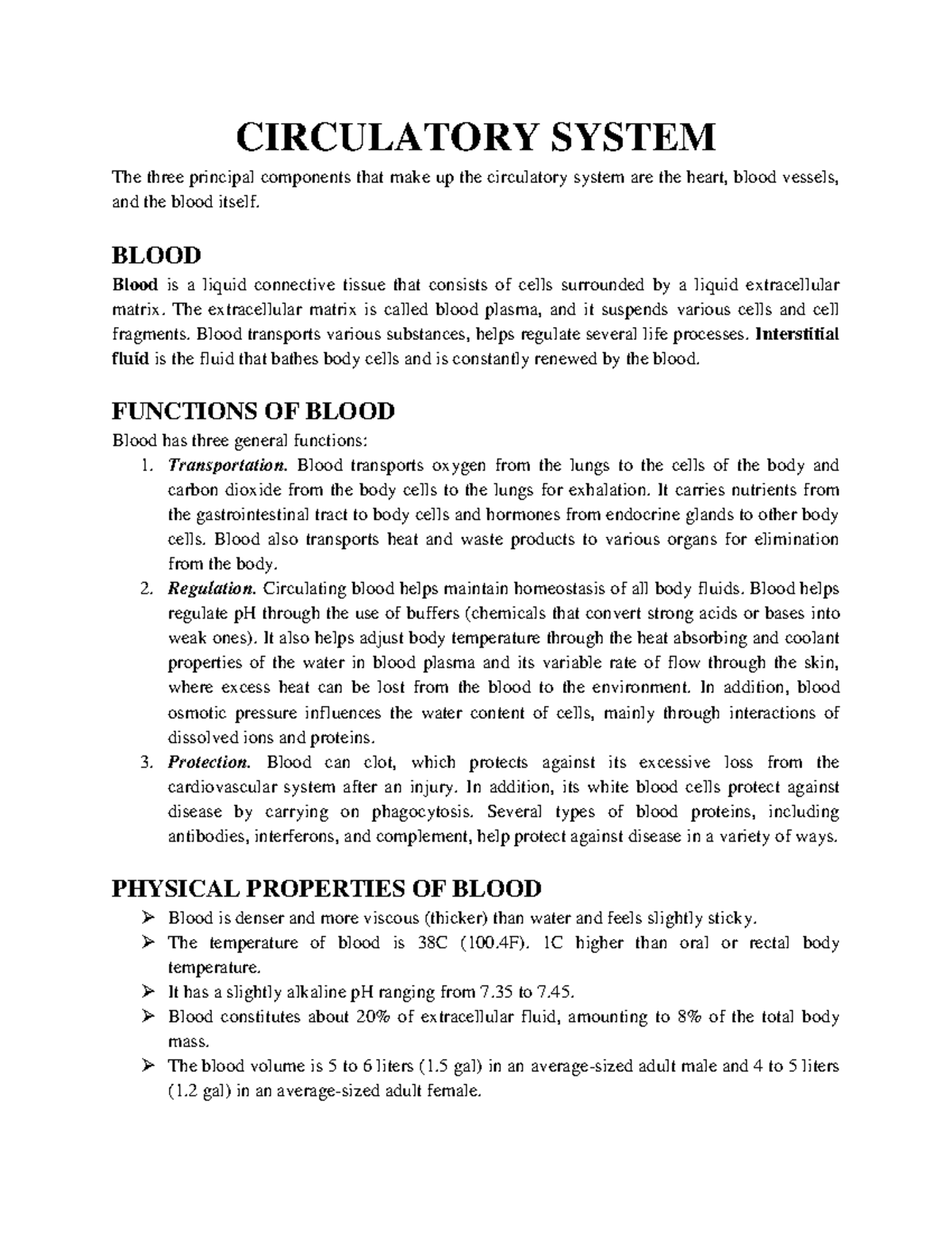 CIRC 101: Comprehensive Overview of the Human Circulatory System - Studocu