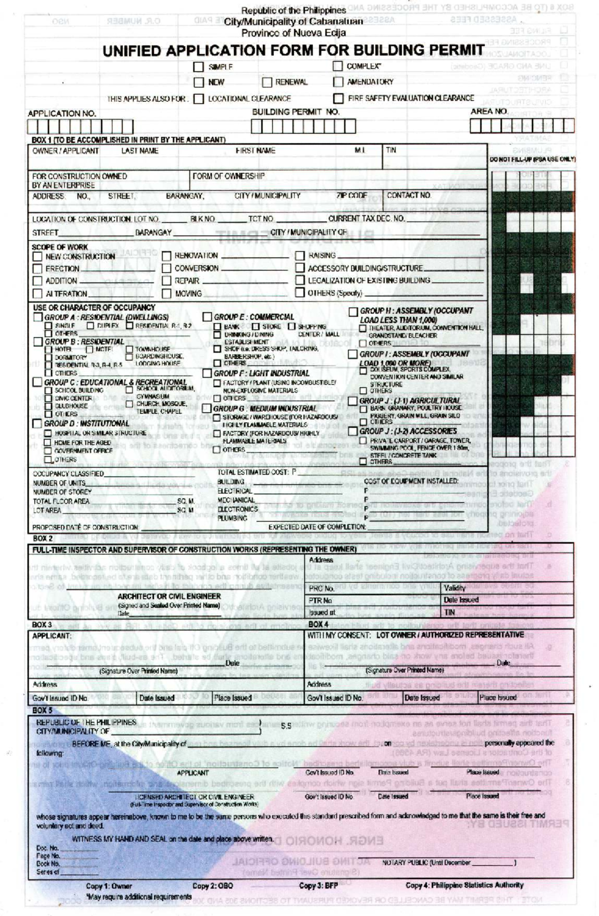 Cab City Unified Building Permit Application Form - Studocu