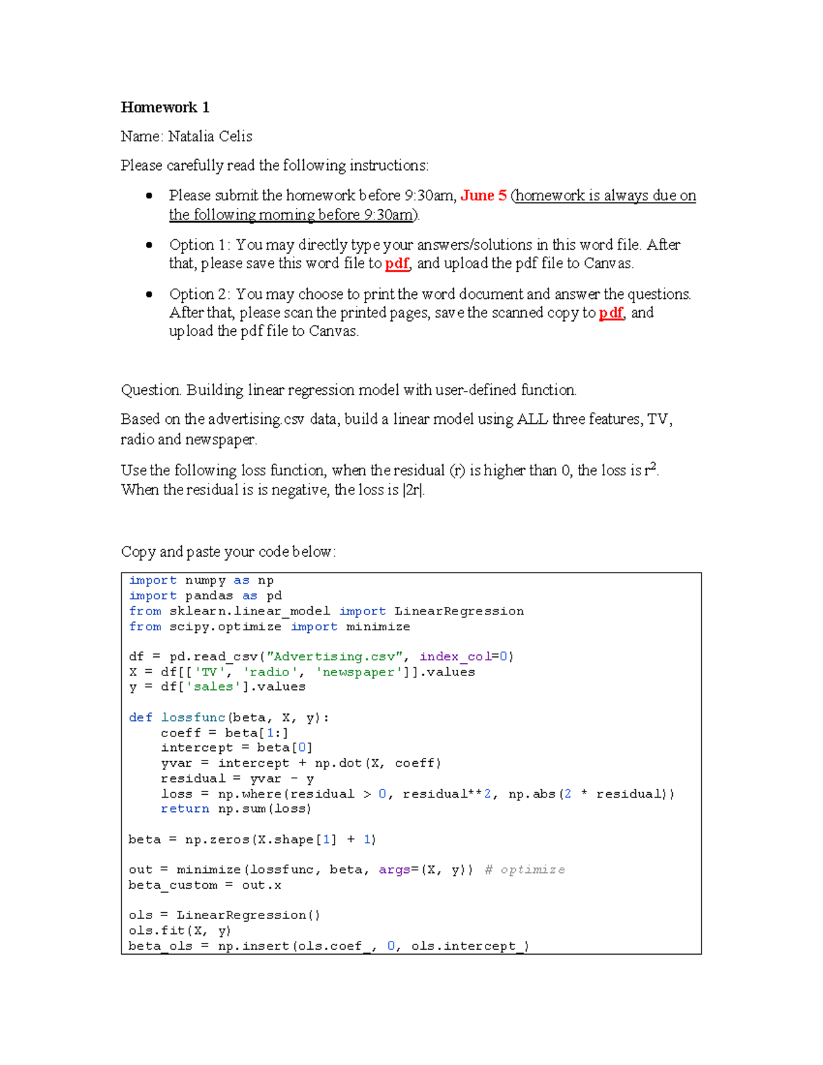 Homework 1 - Linear Regression Model Building Instructions - Studocu
