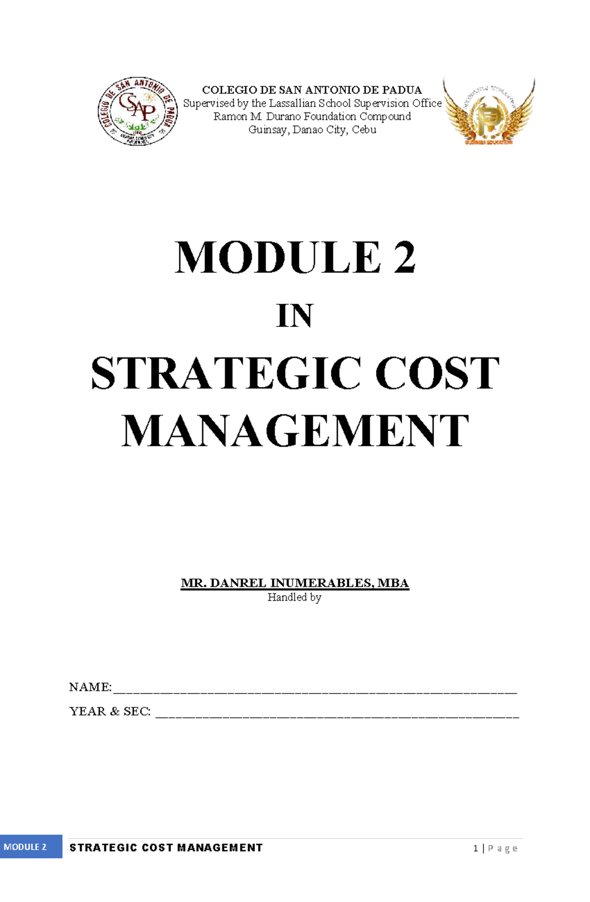 Module 2: Strategic Cost Management for B.S. in Accounting - Studocu