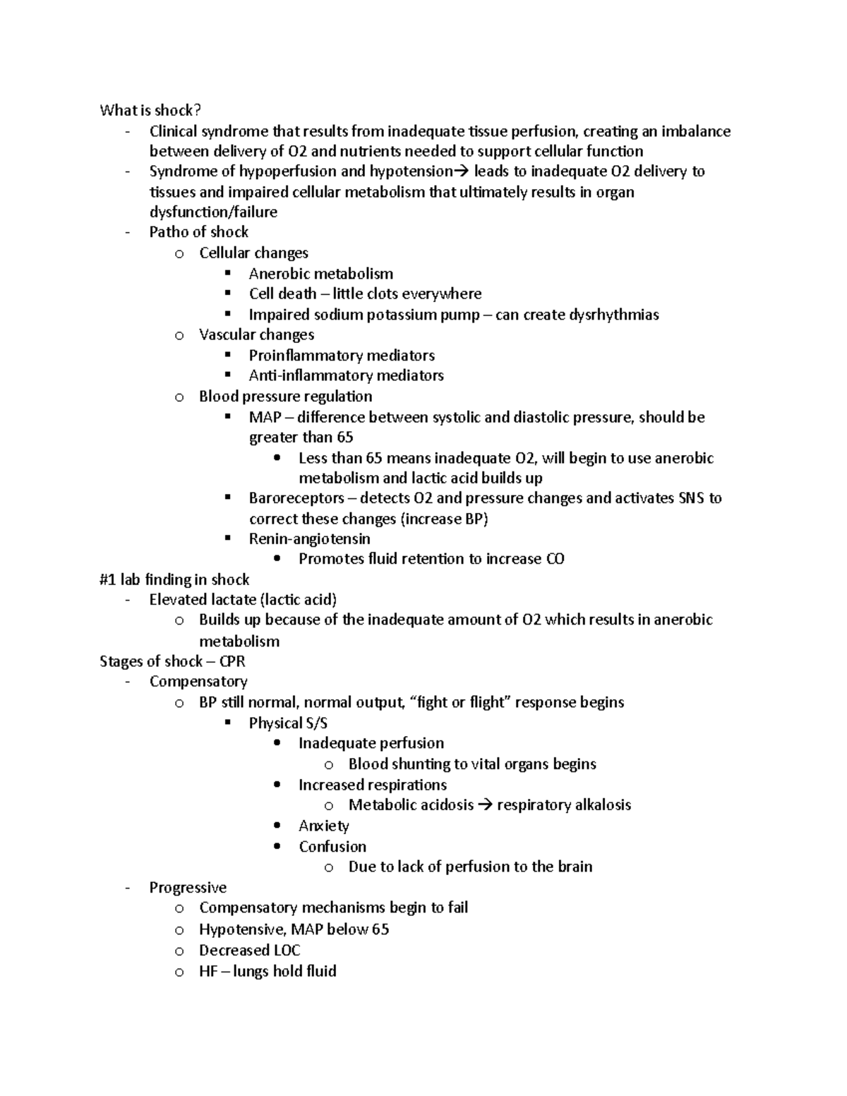 AH 2 Final Exam Notes on Cardiac Conditions and Shock Management - Studocu